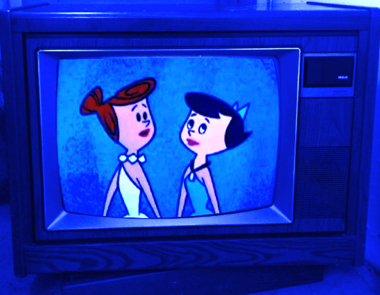 Wilma Flintstone & Betty Rubble with blue overlay